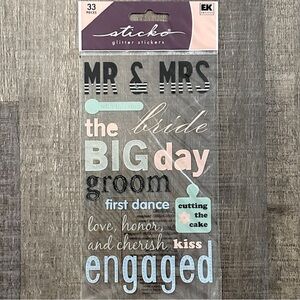 💞 New Sticko Engagement & Wedding Glitter Scrapbook Sticker Pack
